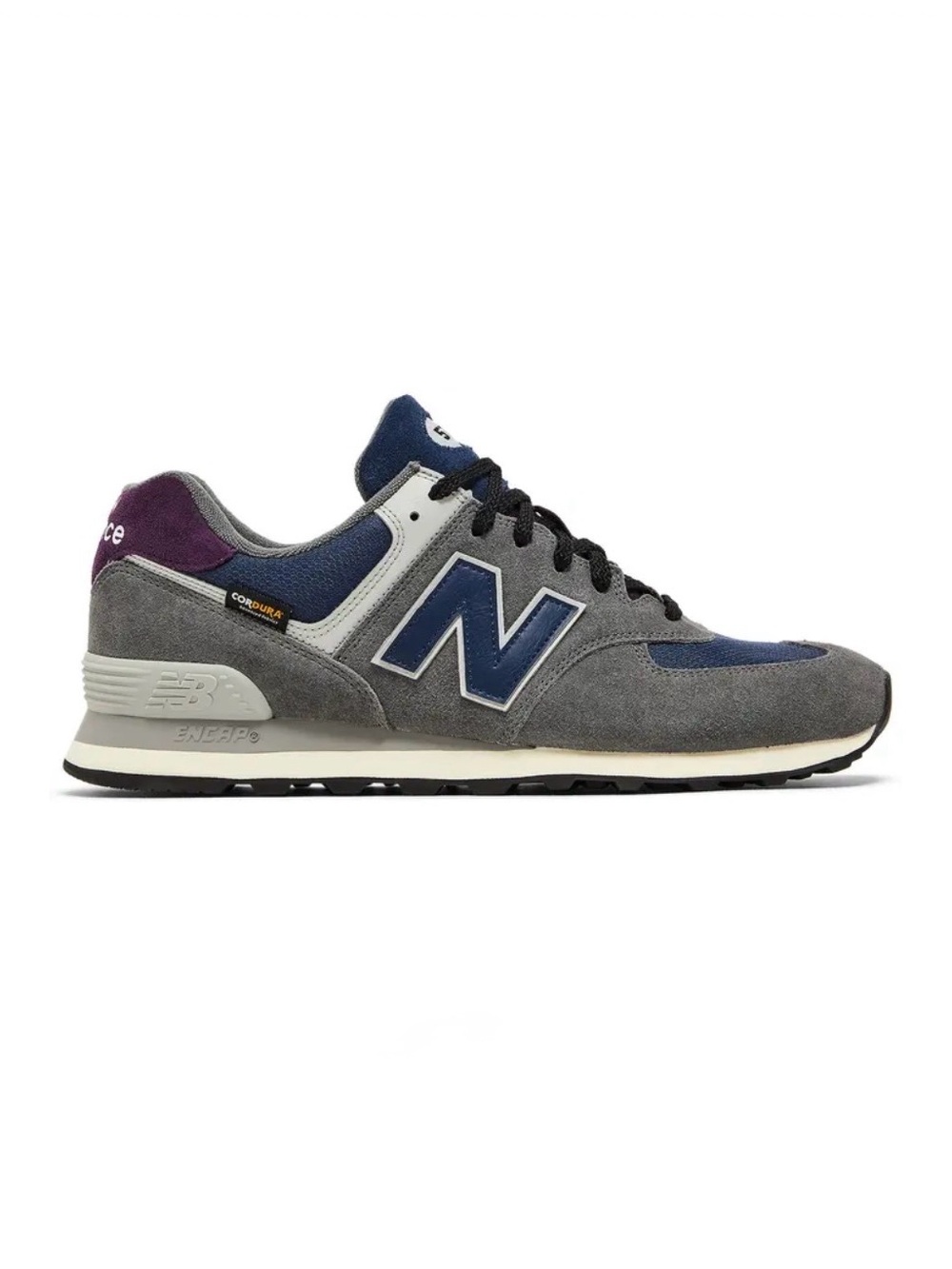 New Balance Grey, Navy & Purple 574 Heritage Sneaker